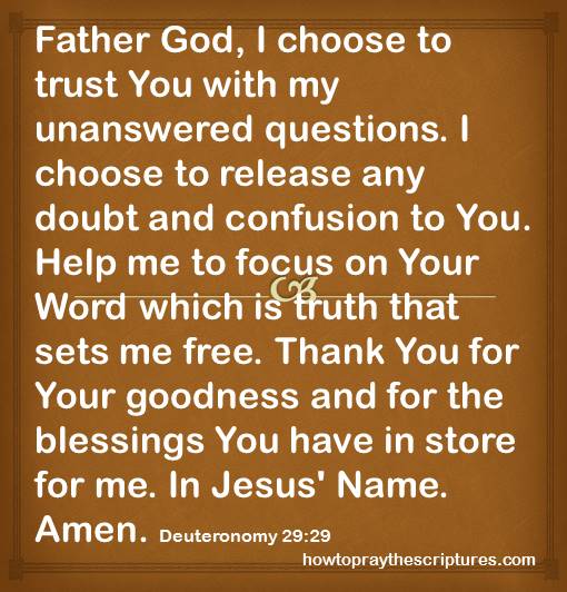 i choose to trust you with my questions deuteronomy 29-29
