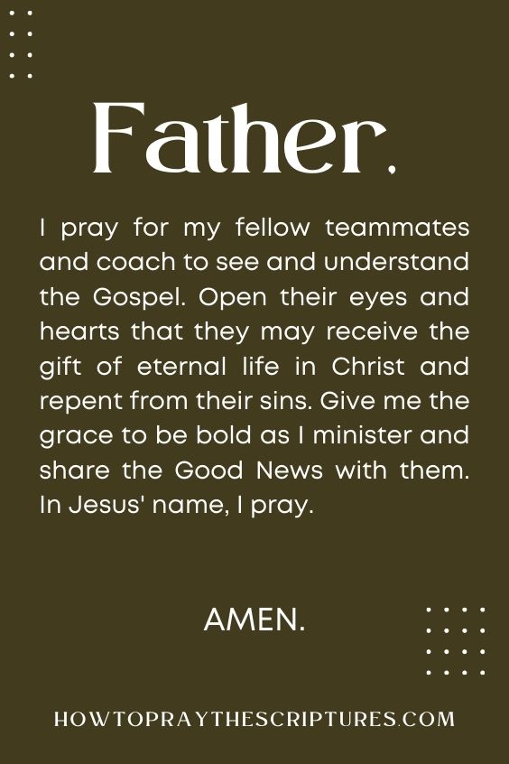 Heavenly Father, we pray for Your grace as we practice and prepare for our upcoming game.