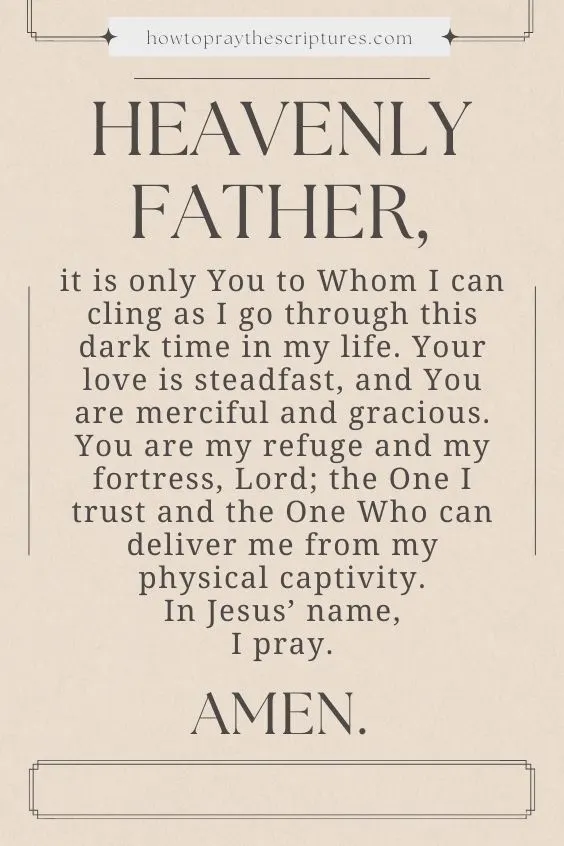 Heavenly Father, it is only You to Whom I can cling as I go through this dark time in my life.