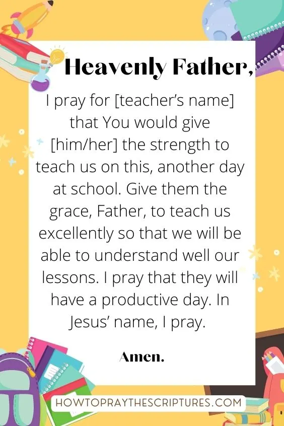 Heavenly Father, thank You for another day for me to go to school and learn new things.