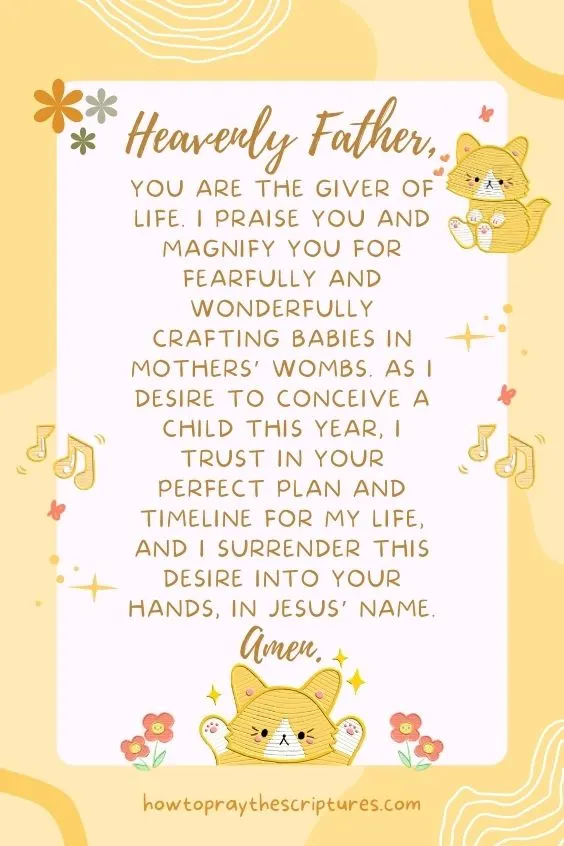 Heavenly Father, You are the giver of life. I praise You and magnify You for fearfully and wonderfully crafting babies in mothers&rsquo; wombs.