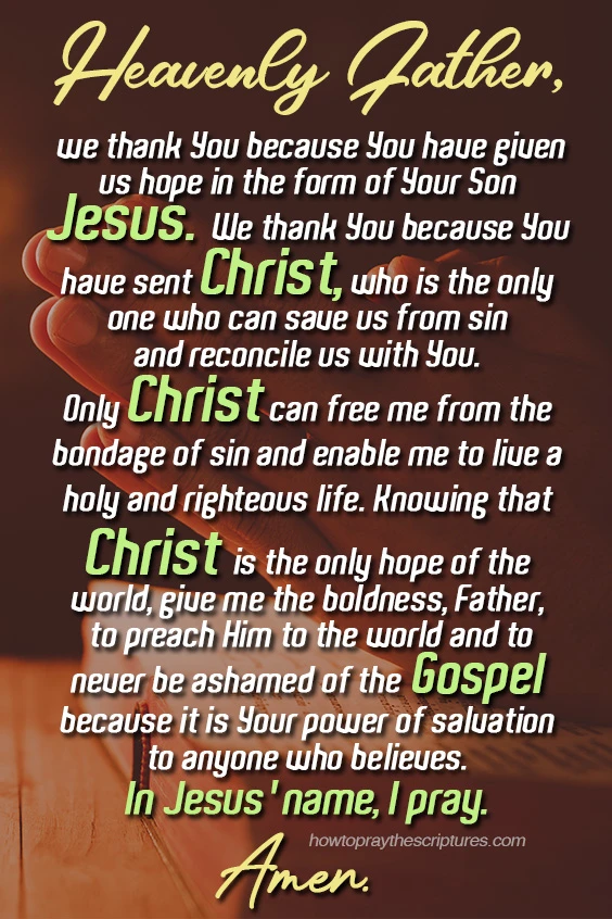 Heavenly Father, we thank You because You have given us hope by sending Your Son Jesus.