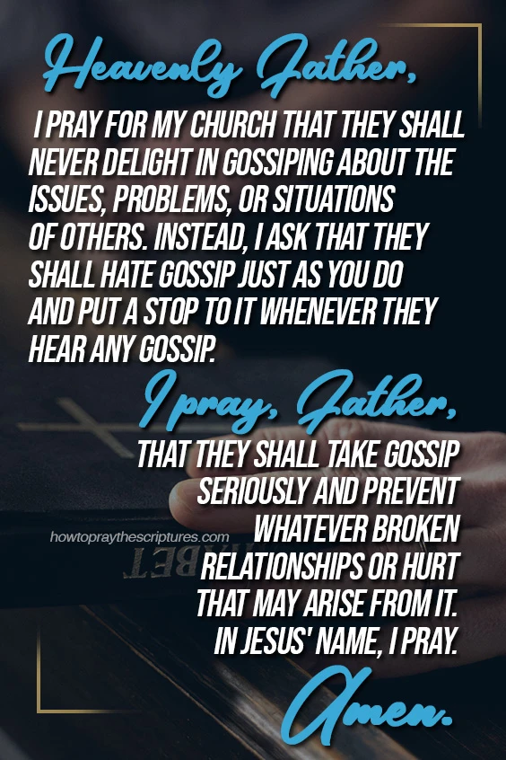 Heavenly Father, I pray for my church that they shall always be faithful and obedient to Your commands.