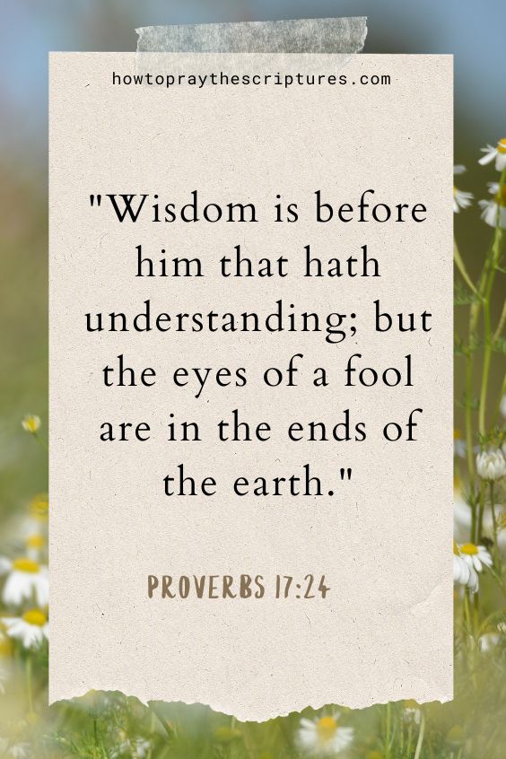 Wisdom is before him that hath understanding; but the eyes of a fool are in the ends of the earth.