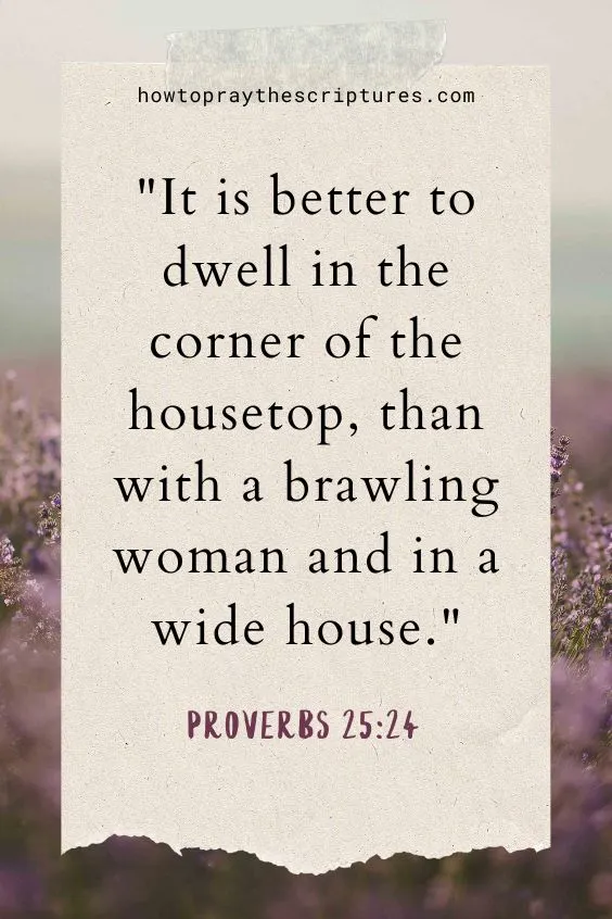 It is better to dwell in the corner of the housetop, than with a brawling woman and in a wide house.