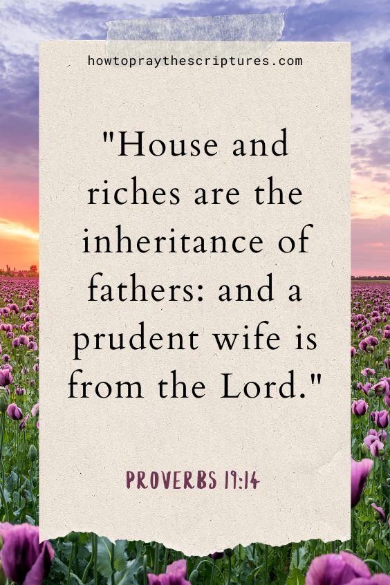 House and riches are the inheritance of fathers: and a prudent wife is from the Lord.