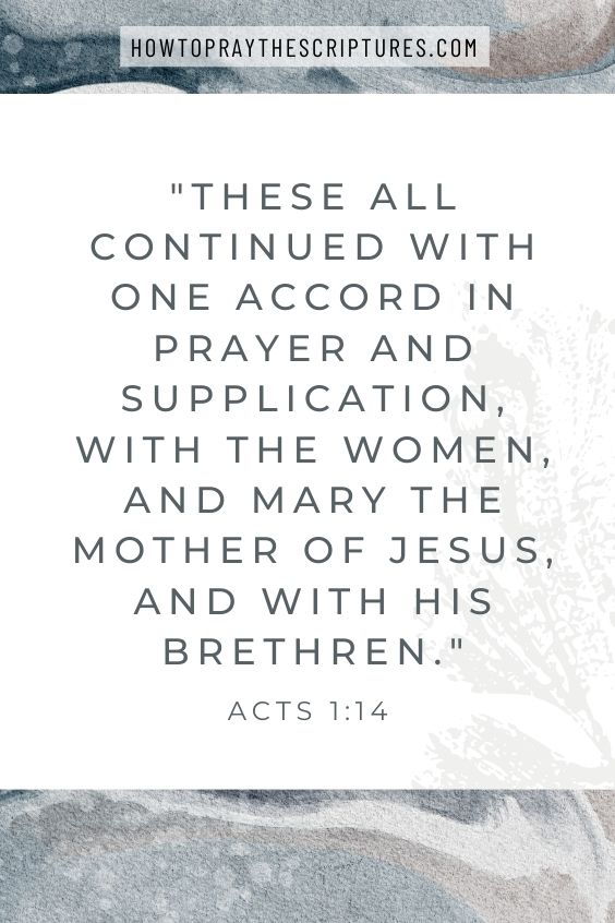 These all continued with one accord in prayer and supplication, with the women, and Mary the mother of Jesus, and with his brethren.