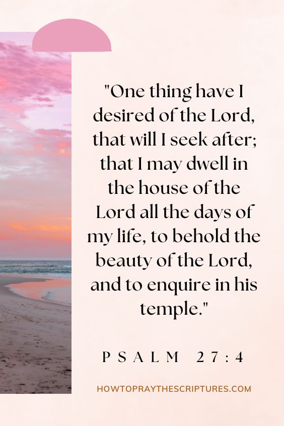 One thing have I desired of the Lord, that will I seek after; that I may dwell in the house of the Lord all the days of my life, to behold the beauty of the Lord, and to enquire in his temple.