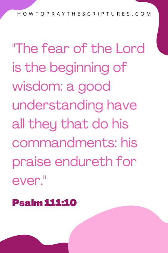 Psalm 111:10The fear of the Lord is the beginning of wisdom: a good understanding have all they that do his commandments: his praise endureth for ever. 