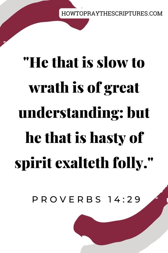 Proverbs 14:29He that is slow to wrath is of great understanding: but he that is hasty of spirit exalteth folly.