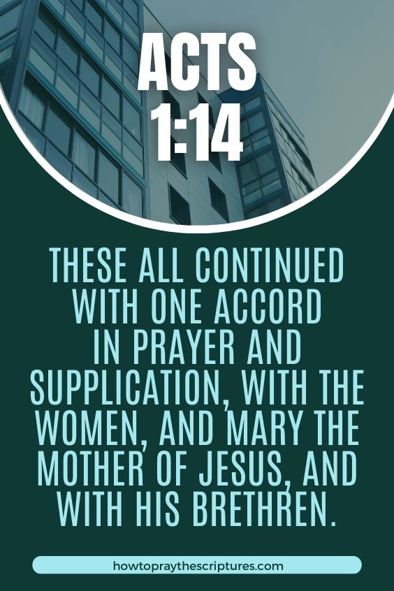 These all continued with one accord in prayer and supplication, with the women, and Mary the mother of Jesus, and with his brethren.