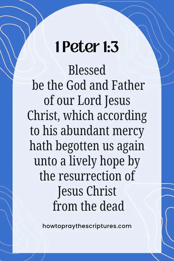 Blessed be the God and Father of our Lord Jesus Christ, which according to his abundant mercy hath begotten us again unto a lively hope by the resurrection of Jesus Christ from the dead