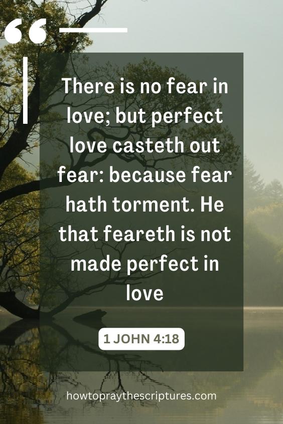 There is no fear in love; but perfect love casteth out fear: because fear hath torment. He that feareth is not made perfect in love