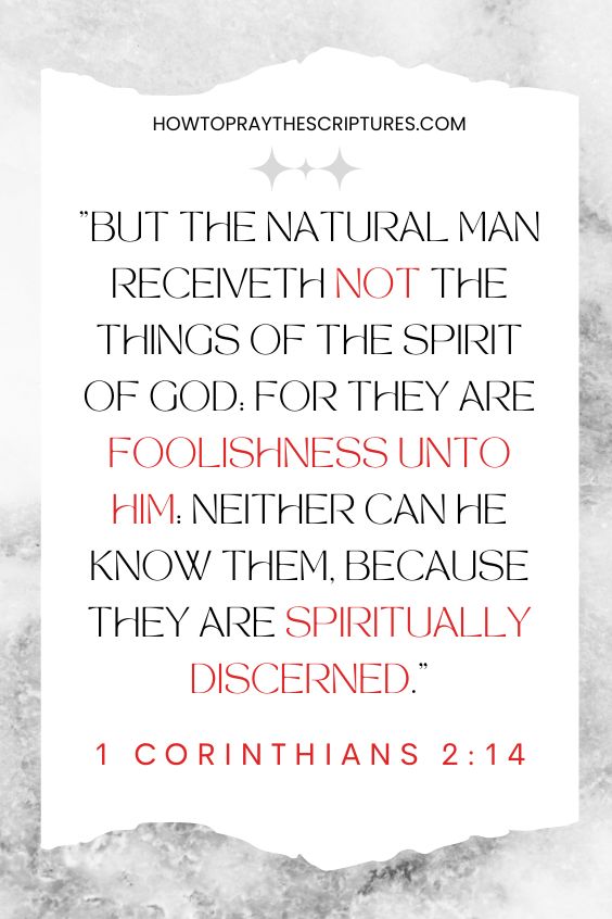 1 Corinthians 2:14But the natural man receiveth not the things of the Spirit of God: for they are foolishness unto him: neither can he know them, because they are spiritually discerned. 