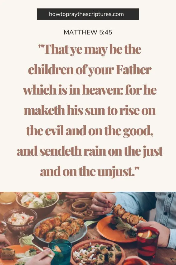 Matthew 5:45That ye may be the children of your Father which is in heaven: for he maketh his sun to rise on the evil and on the good, and sendeth rain on the just and on the unjust. 