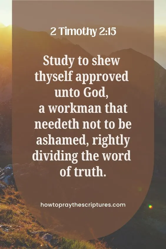 2 Timothy 2:15Study to shew thyself approved unto God, a workman that needeth not to be ashamed, rightly dividing the word of truth.