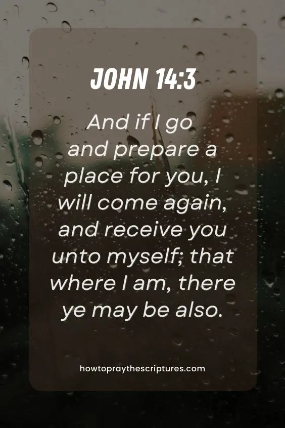 John 14:3And if I go and prepare a place for you, I will come again, and receive you unto myself; that where I am, there ye may be also. 