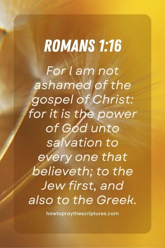 Romans 1:16For I am not ashamed of the gospel of Christ: for it is the power of God unto salvation to every one that believeth; to the Jew first, and also to the Greek. 