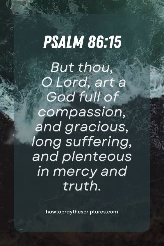 Psalm 86:15But thou, O Lord, art a God full of compassion, and gracious, long suffering, and plenteous in mercy and truth. 