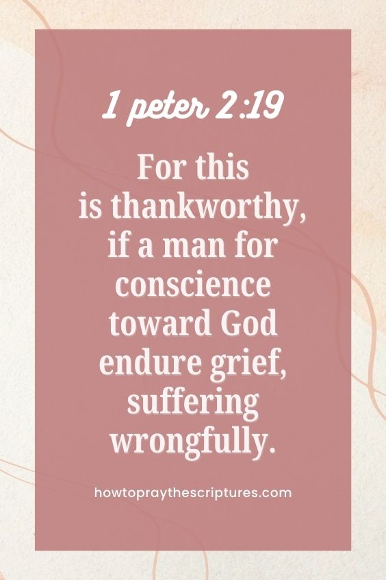 1 peter 2:19For this is thankworthy, if a man for conscience toward God endure grief, suffering wrongfully.