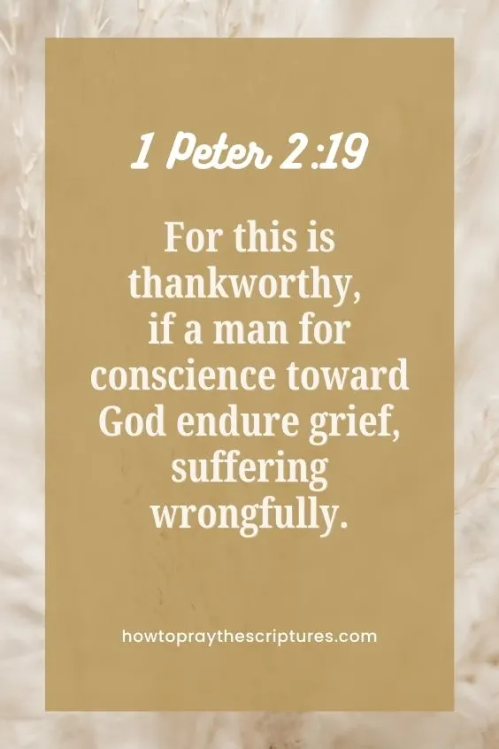 1 Peter 2:19For this is thankworthy, if a man for conscience toward God endure grief, suffering wrongfully.