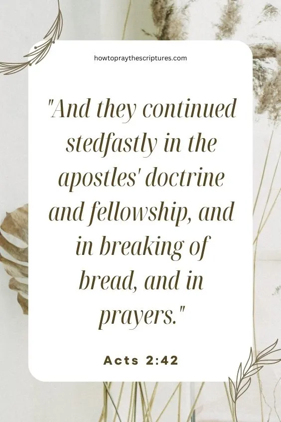 And they continued stedfastly in the apostles' doctrine and fellowship, and in breaking of bread, and in prayers.