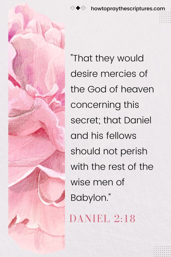 That they would desire mercies of the God of heaven concerning this secret; that Daniel and his fellows should not perish with the rest of the wise men of Babylon.