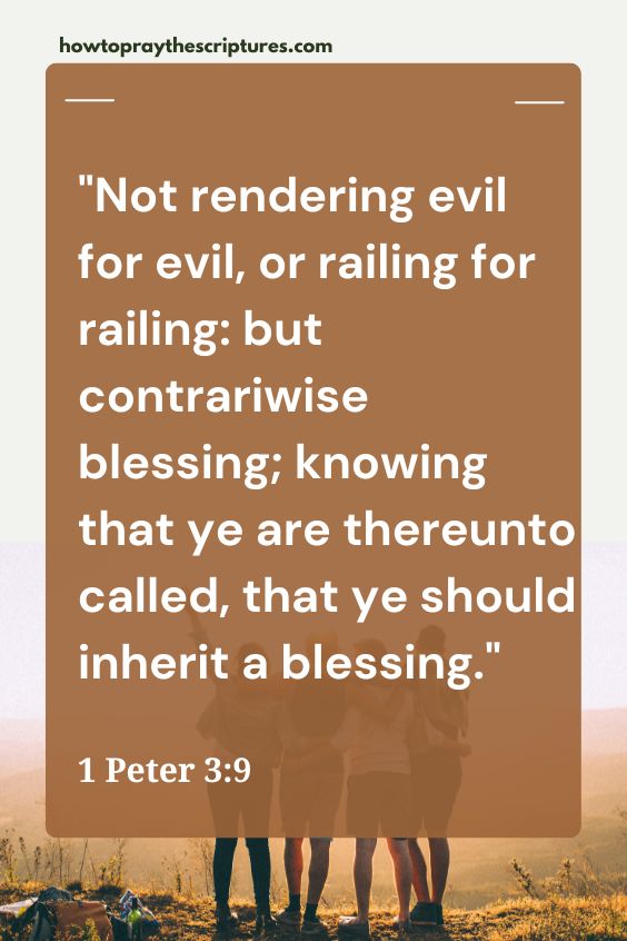 Not rendering evil for evil, or railing for railing: but contrariwise blessing; knowing that ye are thereunto called, that ye should inherit a blessing.