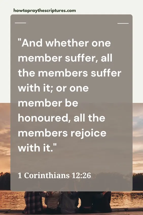 And whether one member suffer, all the members suffer with it; or one member be honoured, all the members rejoice with it.