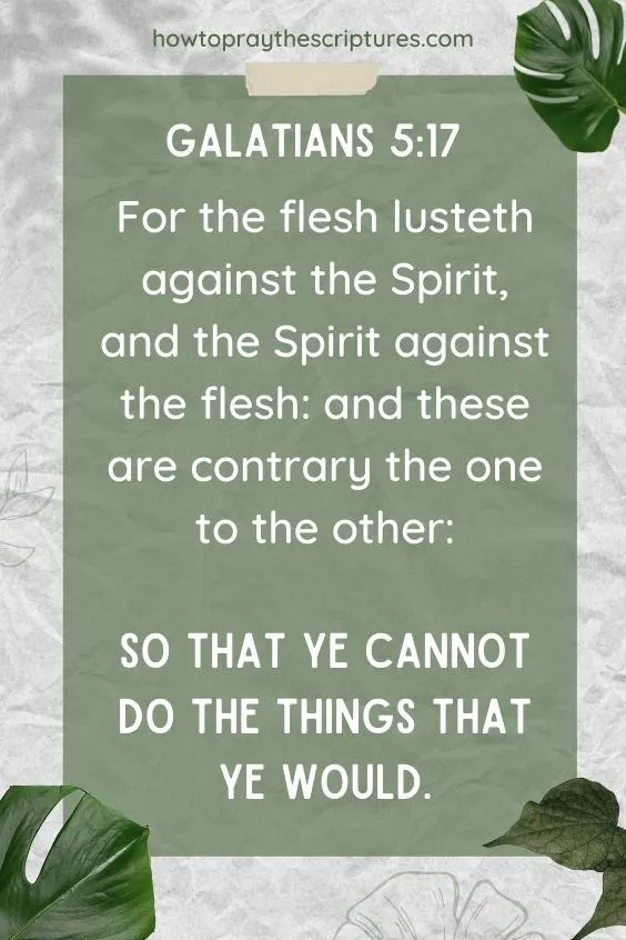 For the flesh lusteth against the Spirit, and the Spirit against the flesh: and these are contrary the one to the other: so that ye cannot do the things that ye would.