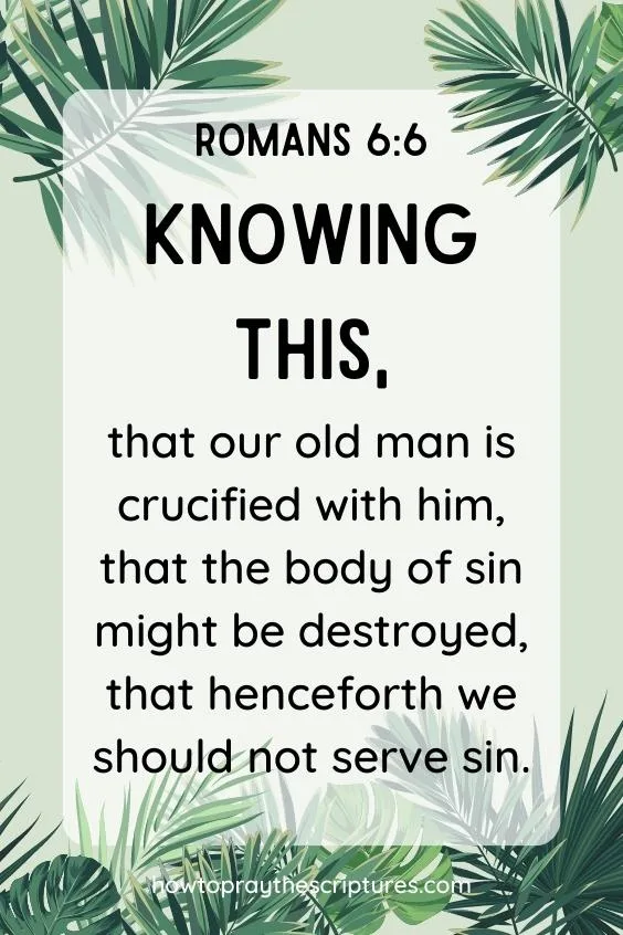 Knowing this, that our old man is crucified with him, that the body of sin might be destroyed, that henceforth we should not serve sin.