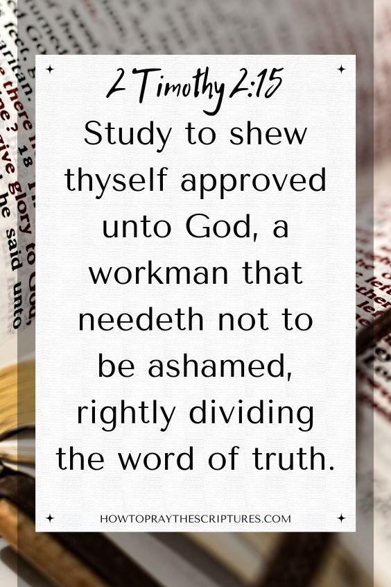 [2 Timothy 2:15]Study to shew thyself approved unto God, a workman that needeth not to be ashamed, rightly dividing the word of truth.