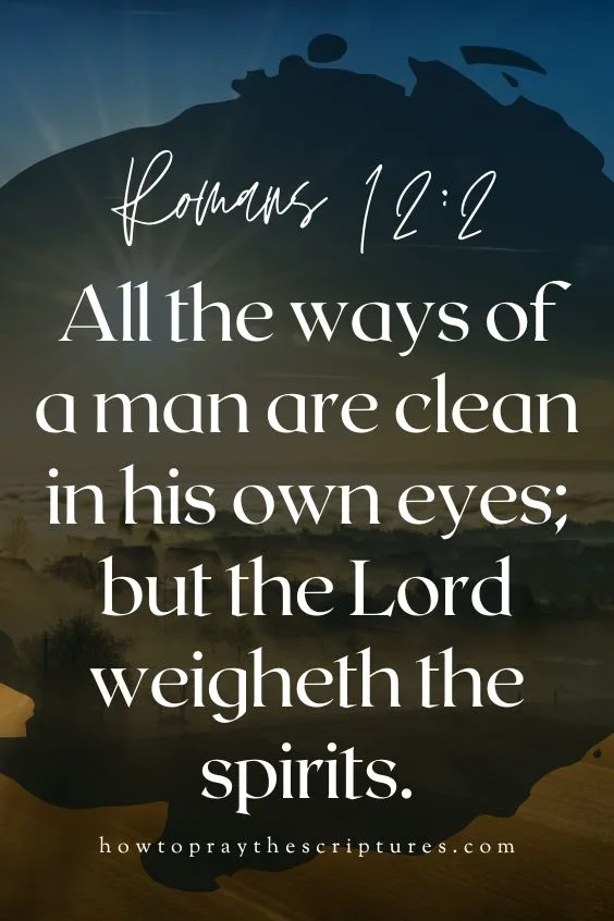 [Romans 12:2]All the ways of a man are clean in his own eyes; but the Lord weigheth the spirits.