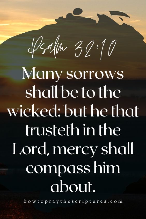 [Psalm 32:10]Many sorrows shall be to the wicked: but he that trusteth in the Lord, mercy shall compass him about.