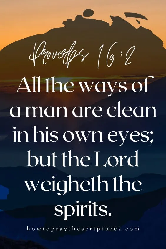 [Proverbs 16:2]All the ways of a man are clean in his own eyes; but the Lord weigheth the spirits.