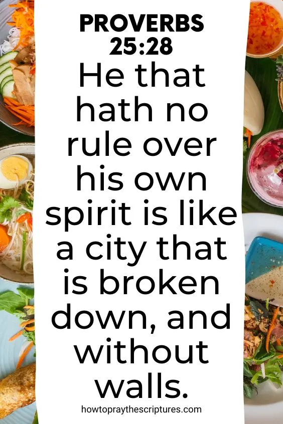 [Proverbs 25:28]He that hath no rule over his own spirit is like a city that is broken down, and without walls.