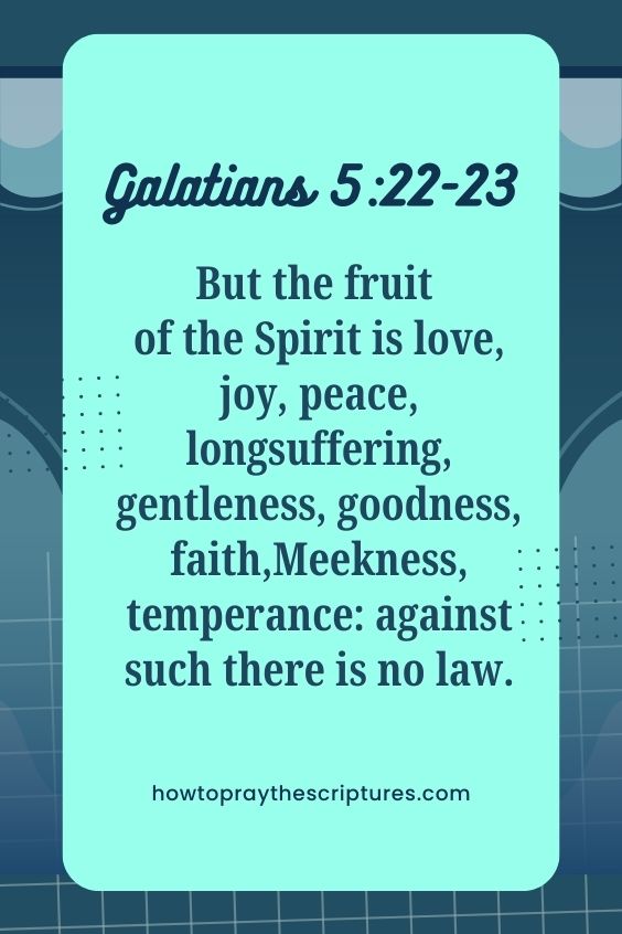 [Galatians 5:22-23]But the fruit of the Spirit is love, joy, peace, longsuffering, gentleness, goodness, faith, Meekness, temperance: against such there is no law. 