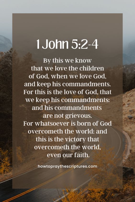 [1 John 5:2-4]By this we know that we love the children of God, when we love God, and keep his commandments. For this is the love of God, that we keep his commandments: and his commandments are not grievous. For whatsoever is born of God overcometh the world: and this is the victory that overcometh the world, even our faith. 