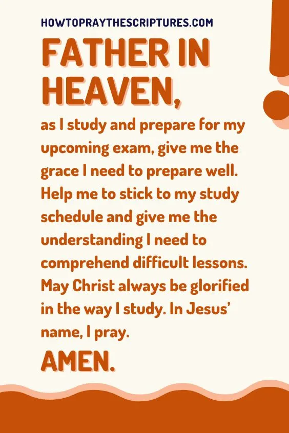 Father in heaven, remind me never to face or prepare for my tests on my own but to depend on You.
