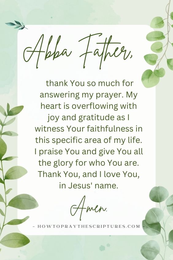 Abba Father, thank You so much for answering my prayer.