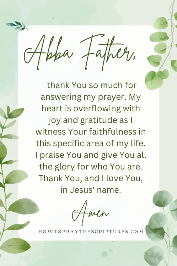 Abba Father, thank You so much for answering my prayer.