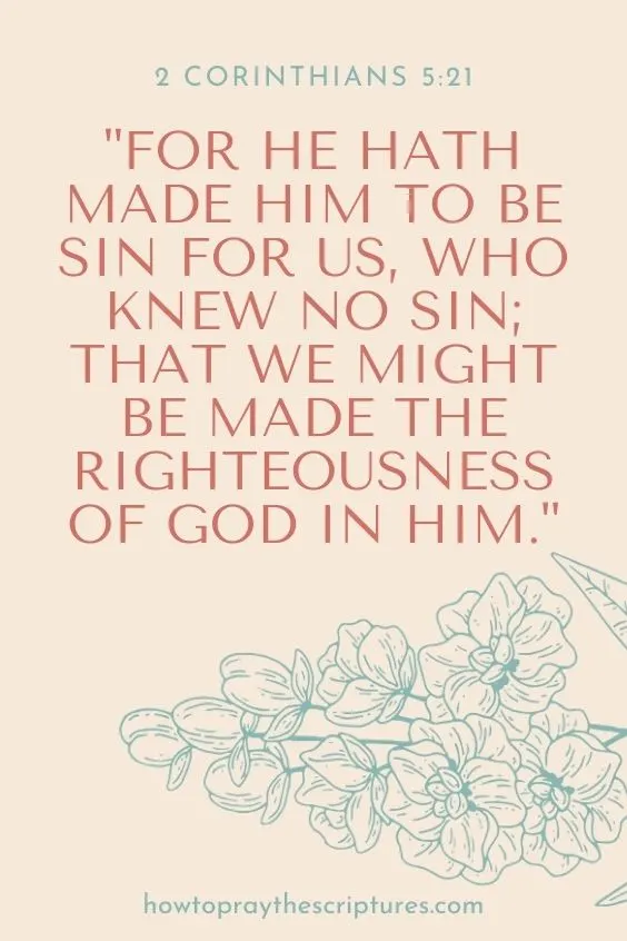 For he hath made him to be sin for us, who knew no sin; that we might be made the righteousness of God in him. 2 Corinthians 5:21