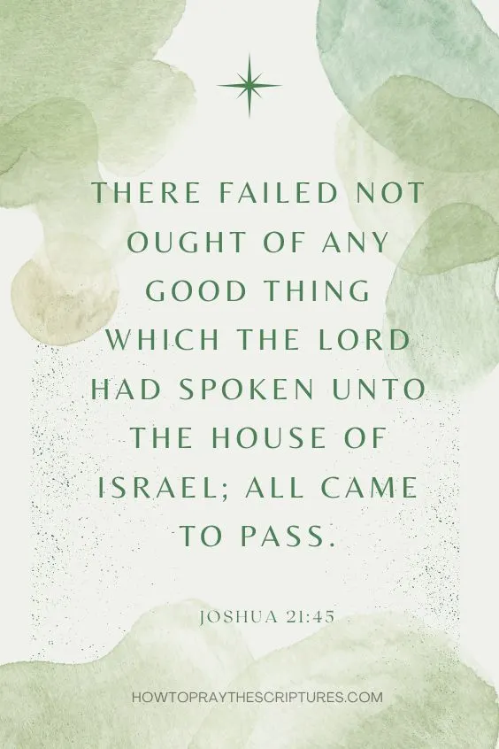 Joshua 21:45 There failed not ought of any good thing which the LORD had spoken unto the house of Israel; all came to pass.