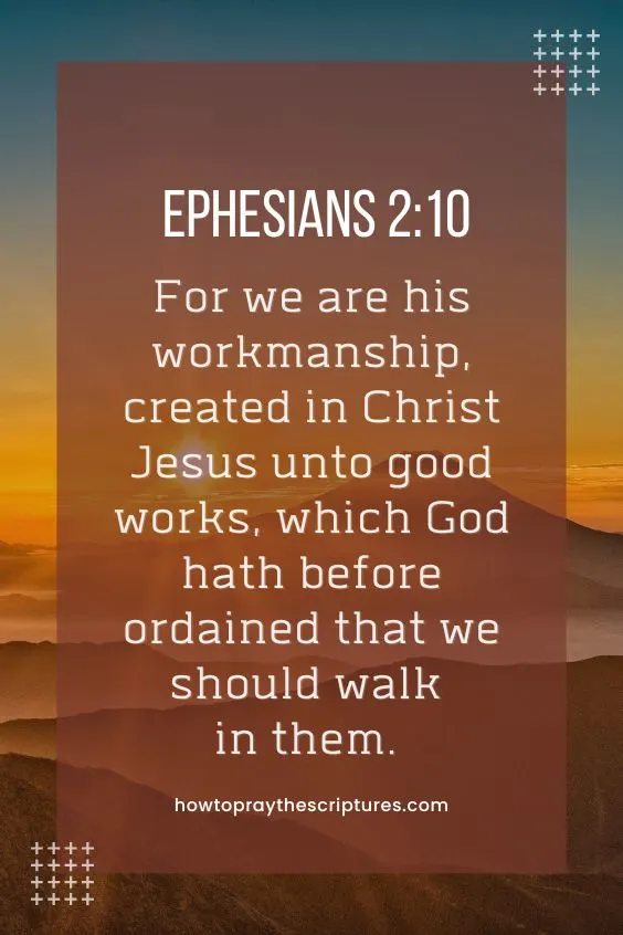 For we are his workmanship, created in Christ Jesus unto good works, which God hath before ordained that we should walk in them.