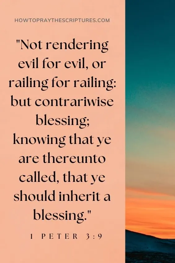 Not rendering evil for evil, or railing for railing: but contrariwise blessing; knowing that ye are thereunto called, that ye should inherit a blessing. 1 Peter 3:9