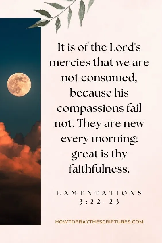 It is of the LORD's mercies that we are not consumed, because his compassions fail not. They are new every morning: great is thy faithfulness. Lamentations 3:22-23