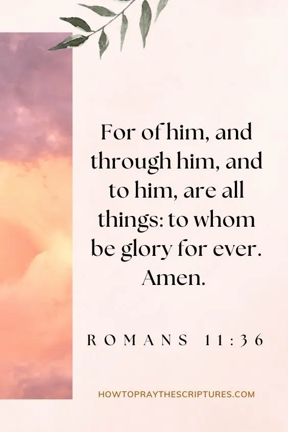 For of him, and through him, and to him, are all things: to whom be glory for ever. Amen. Romans 11:36