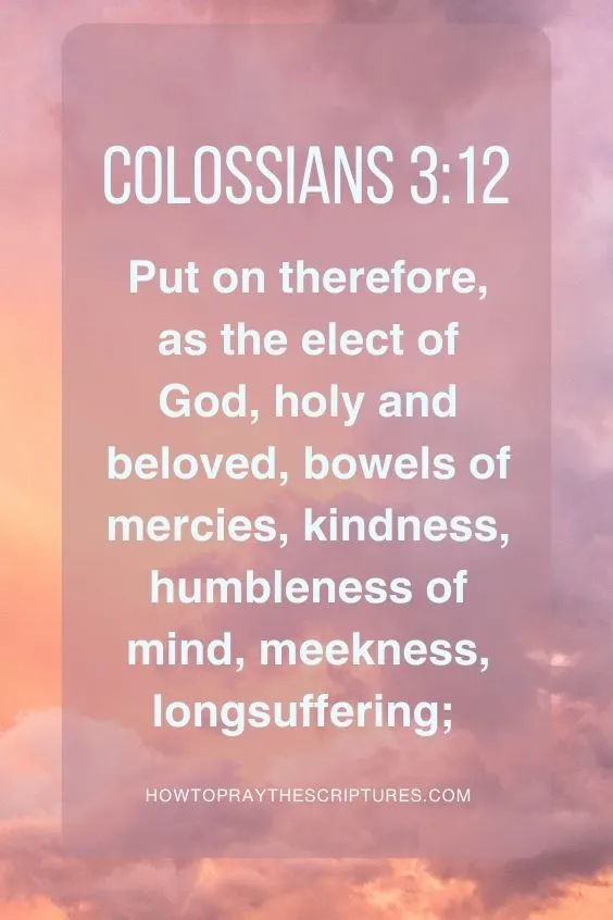 Put on therefore, as the elect of God, holy and beloved, bowels of mercies, kindness, humbleness of mind, meekness, longsuffering; Colossians 3:12