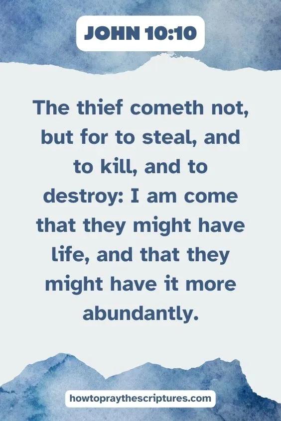 The thief cometh not, but for to steal, and to kill, and to destroy: I am come that they might have life, and that they might have it more abundantly. John 10:10