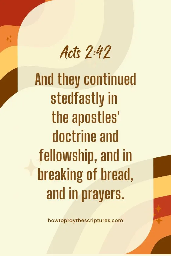 And they continued stedfastly in the apostles' doctrine and fellowship, and in breaking of bread, and in prayers.